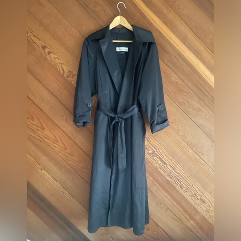 Calvin Klein Black Long Trench Coat with Belt